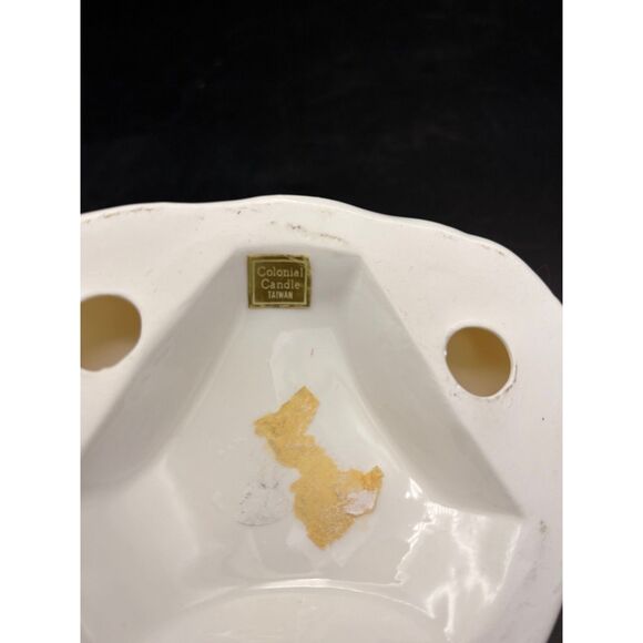 Vintage White Porcelain Angel Trio Candlestick Candle Holder Christmas Colonia - Picture 4 of 8